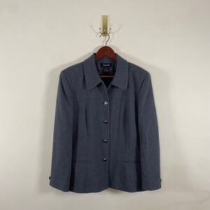 Vintage Rafaella 100% Wool Structured Button Up Jacket Collared Gray Women's 14